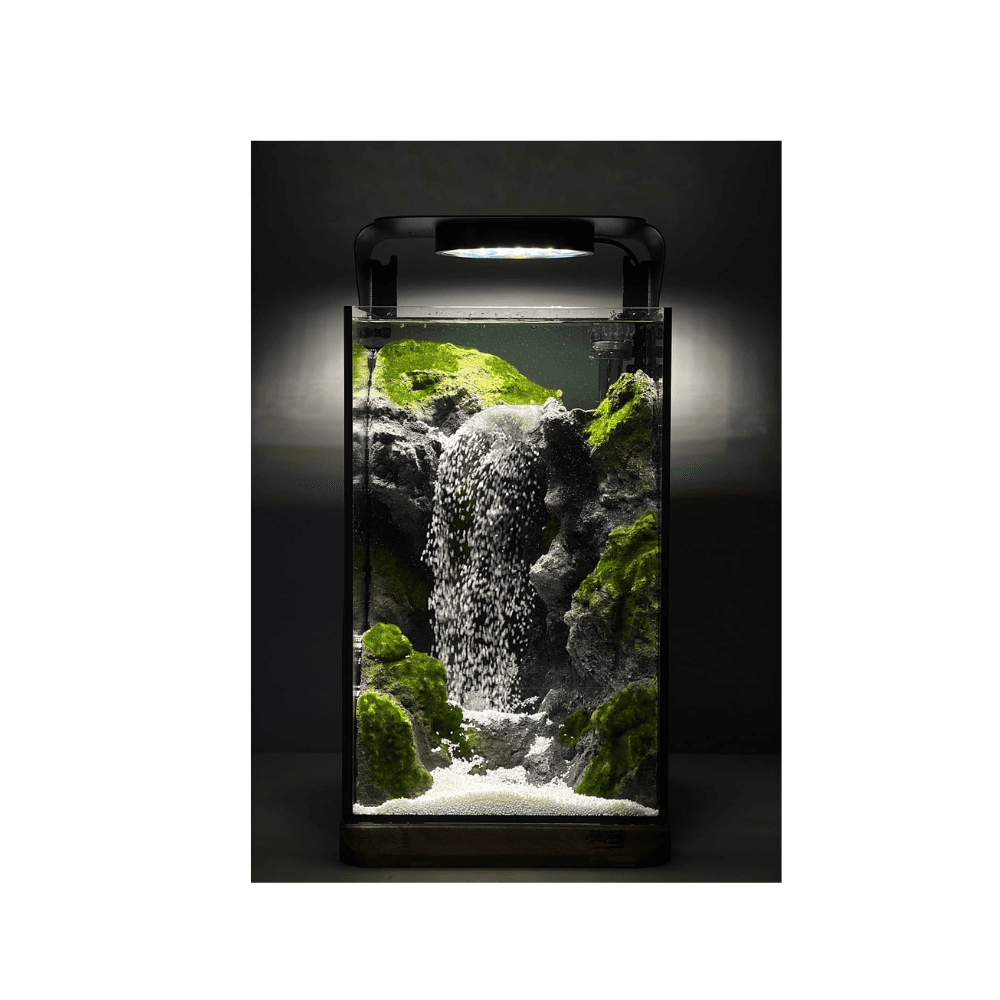 Quiet Cascades (QC) Desktop Waterfall Aquarium - Deluxe Edition with Metal Frame & Dimmable LED